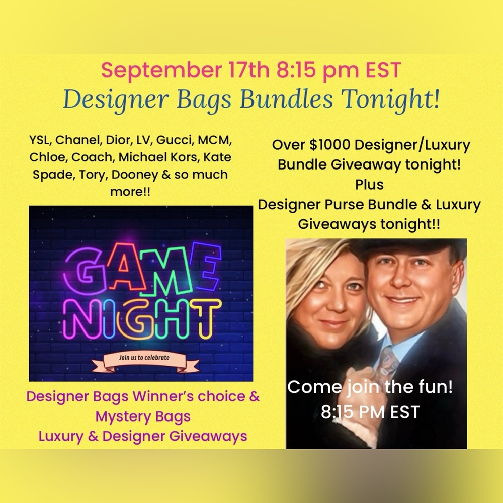 We are live 8:15 pm tonight Game night Designer Bundles Luxury Giveaways - Picture 8 of 8